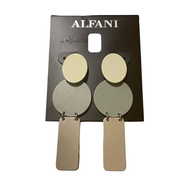 NWT Alfani Gold-Tone Color Circle & Rectangle Statement Earrings - Picture 2 of 4
